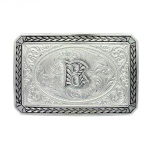 Montana Silversmiths Initial B Antiqued Wheat Trim Portrait Buckle (27200D-B)